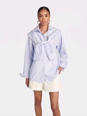KBB by KAHLANA Women's 'The Double Layer Button-Down Shirt' - Lavender Striped